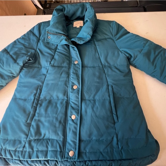 LOFT LADIES QUILTED PUFFER JACKET SIZE SMALL DARK TEAL COLOR. LIKE BRAND NEW. - Picture 12 of 12